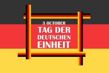3 Ekim, Alman Birliği Günü. Alman bayrağı olan basit bir vektör arkaplanı, simge. Almanya 'nın ulusal bayramı. Birleşme günü tebrik kartı