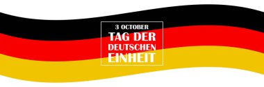 3 Ekim, Alman Birliği Günü. Alman bayrağı olan basit bir vektör arkaplanı, simge. Almanya 'nın ulusal bayramı. Birleşme günü tebrik kartı