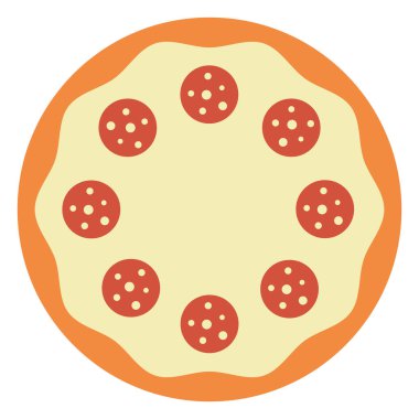 Pizza ikonu. Beyaz arka planda izole edilmiş. Pizzacılar, restoranlar, fast food, menüler ve mutfak tasarımları için ideal.