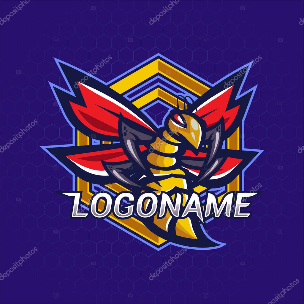 Bee strikes mascot e sport vector logo design