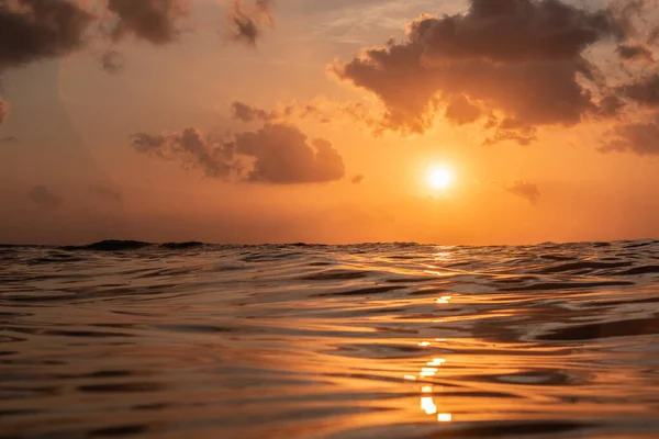 Atardecer Dorado Desde Océano Bali — Foto de Stock