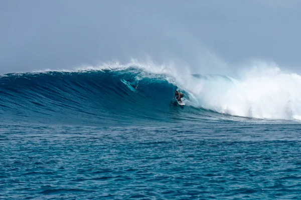 Surfista Perfecta Ola Azul Aguamarina Línea Vacía Perfecto Para Surf — Foto de Stock