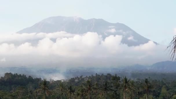 Video Rekaman Pemandangan Indah Gunung Agung Yang Menakjubkan Awan Sawah — Stok Video