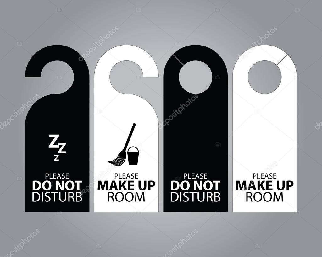 Two Side Black and White Door Hanger Tags for Room in Hotel or Resort