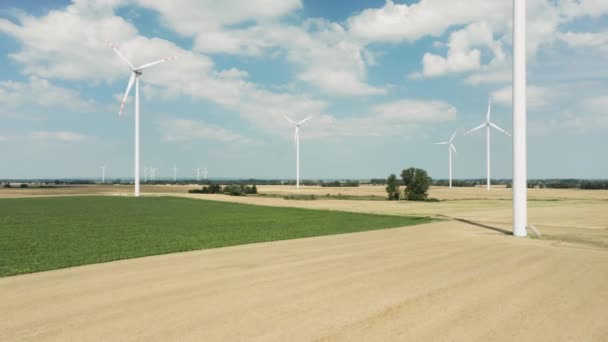 Turbiny wiatrowe wytwarzające ekologiczną energię elektryczną ze źródeł odnawialnych. — Wideo stockowe