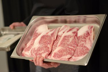 Fube Japon kobe mermer sığır eti dokusuna yakın.