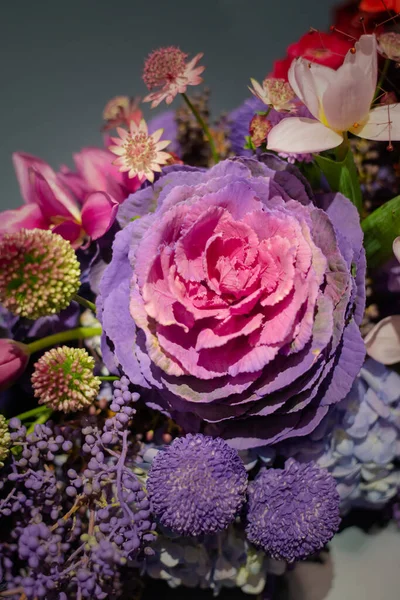 Flores Púrpuras Ramo Decoración Flores Vívidas — Foto de Stock