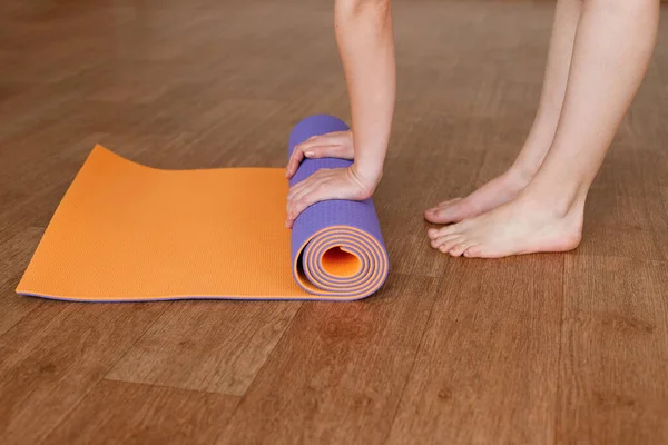 Oranje Lila Yoga Mat — Stockfoto