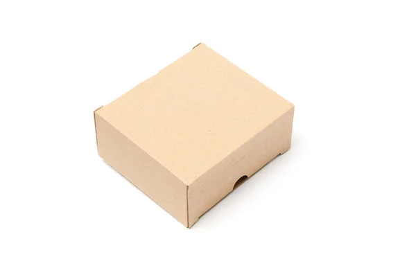 Caja Rectangular Cartón Sobre Fondo Blanco —  Fotos de Stock