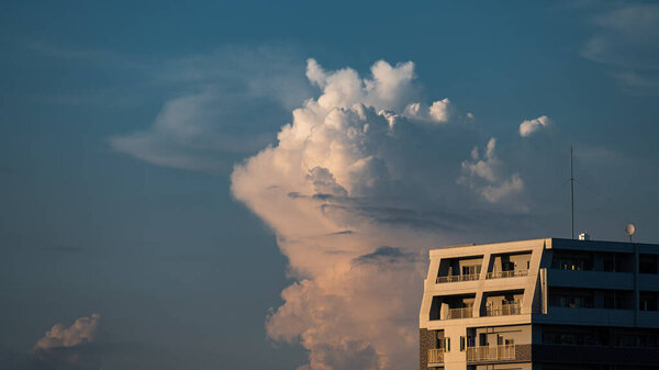 dramatic clouds and beautiful orange dawn in summer