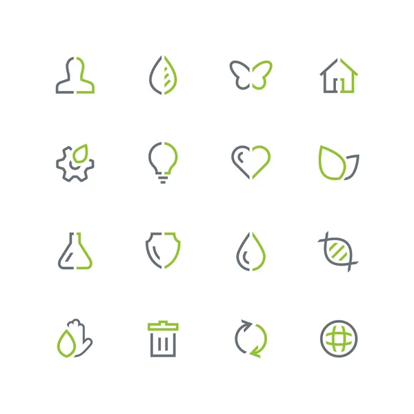 Doğa ve ekoloji anahat Icon set renkli