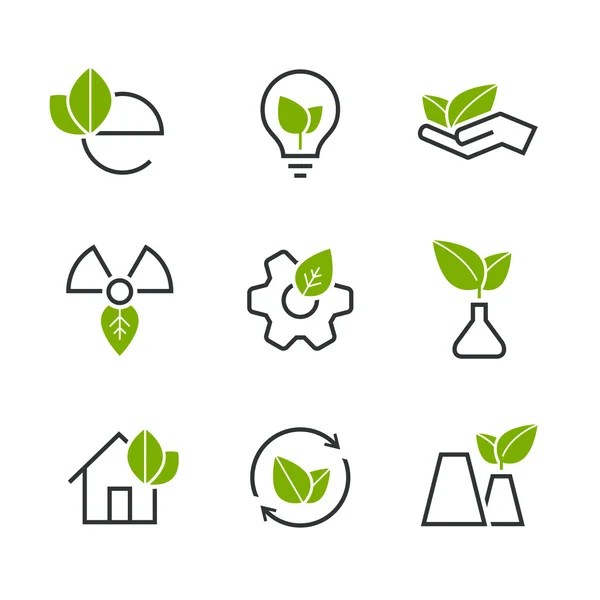 Ecologie halve gekleurde vector icon set — Stockvector