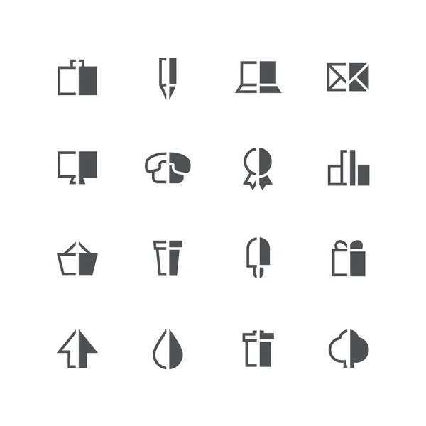 Symmetrische helft gekleurde pictogrammen 2 — Stockvector