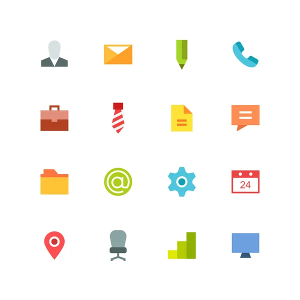 Platte gekleurde Business Icon Set — Stockvector