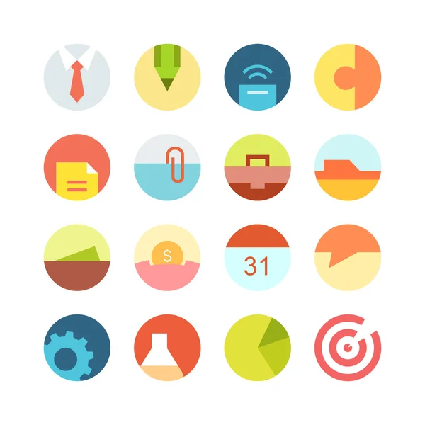 Flat macro business icon set on the colored background — Stock Vector
