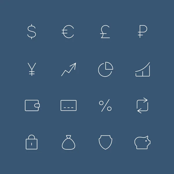 Argent mince jeu d'icônes — Image vectorielle