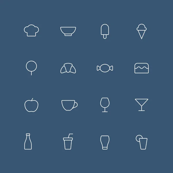 Café dünne Umrisse Icon Set — Stockvektor