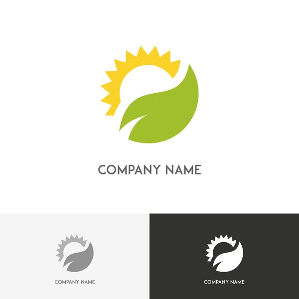 Yeşil yaprak ve güneş logosu