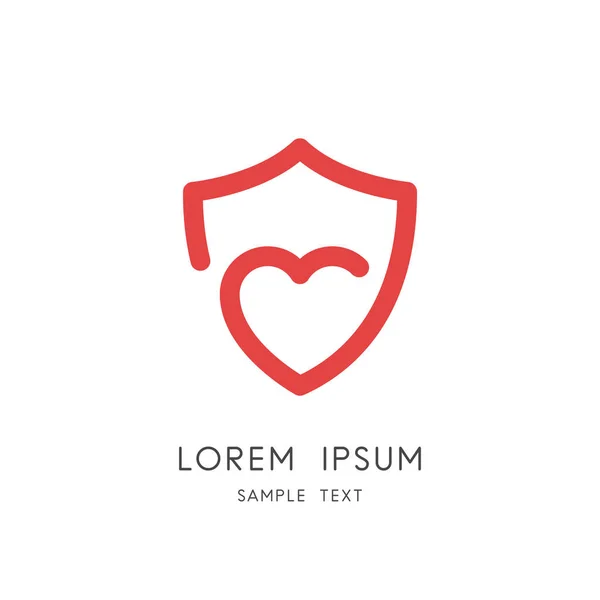 Love Protection Logo Schild Und Herzsymbol Gesundheitswesen Und Medizin Wohltätigkeit Stockvektor