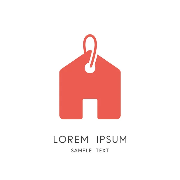 Logo Étiquette Prix Maison Maison Avec Porte Symbole Étiquette Immobilier — Image vectorielle
