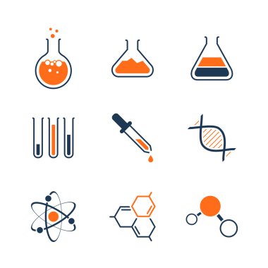 Kimya basit vektör Icon set