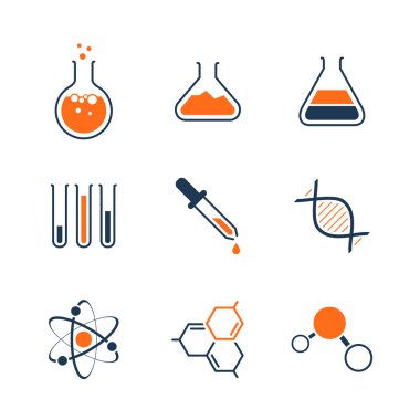 Chemistry simple vector icon set clipart