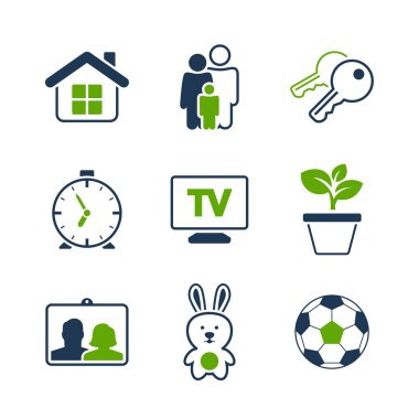 evde basit vektör Icon set