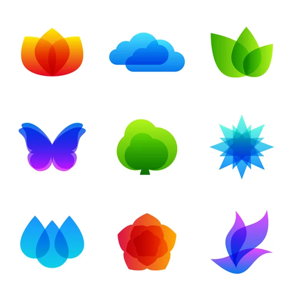 Renkli doğa vektör Icon set Stok Illüstrasyon