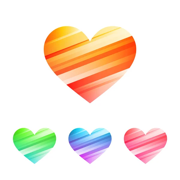 Conjunto de iconos corazones de colores — Vector de stock