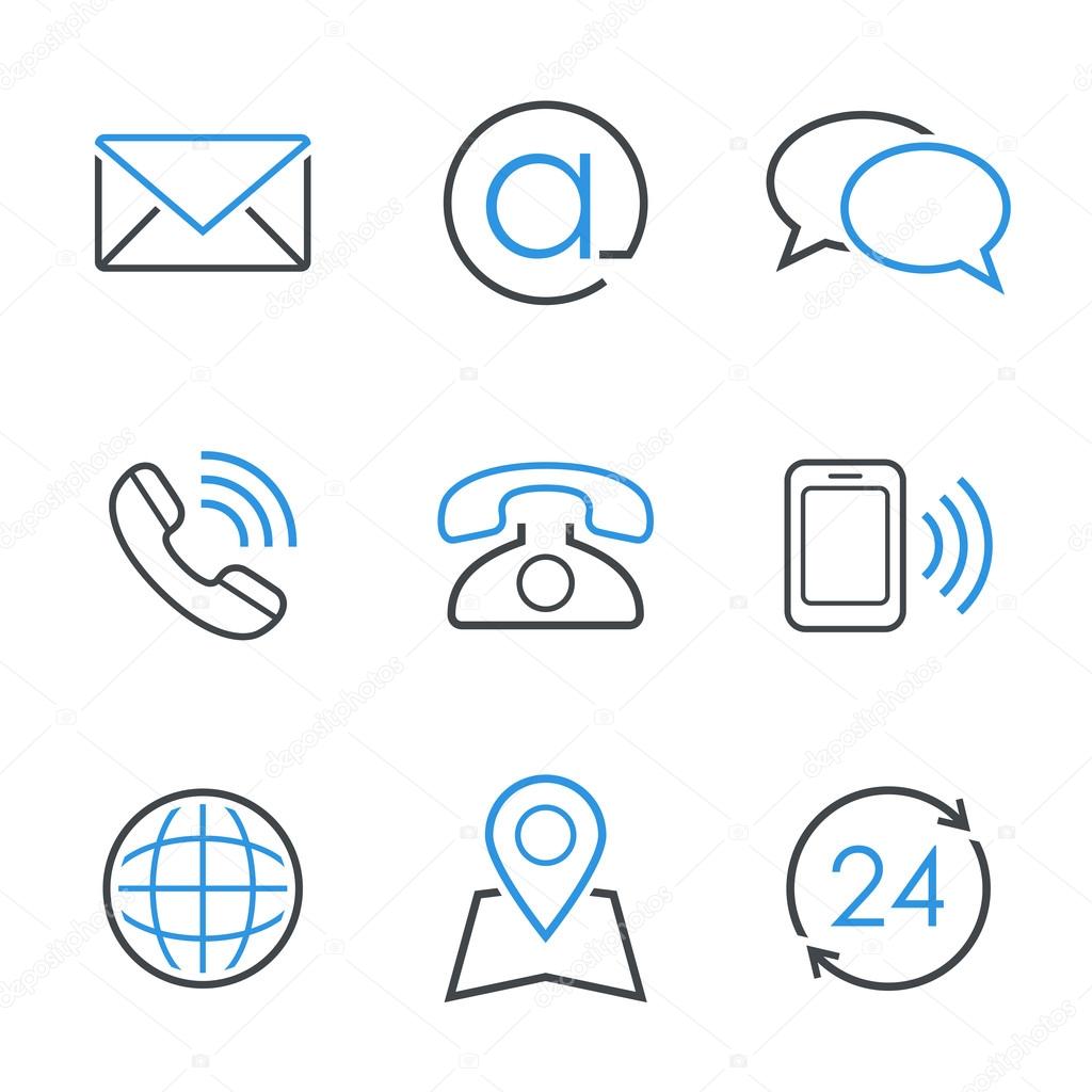 Contacts simple vector icon set