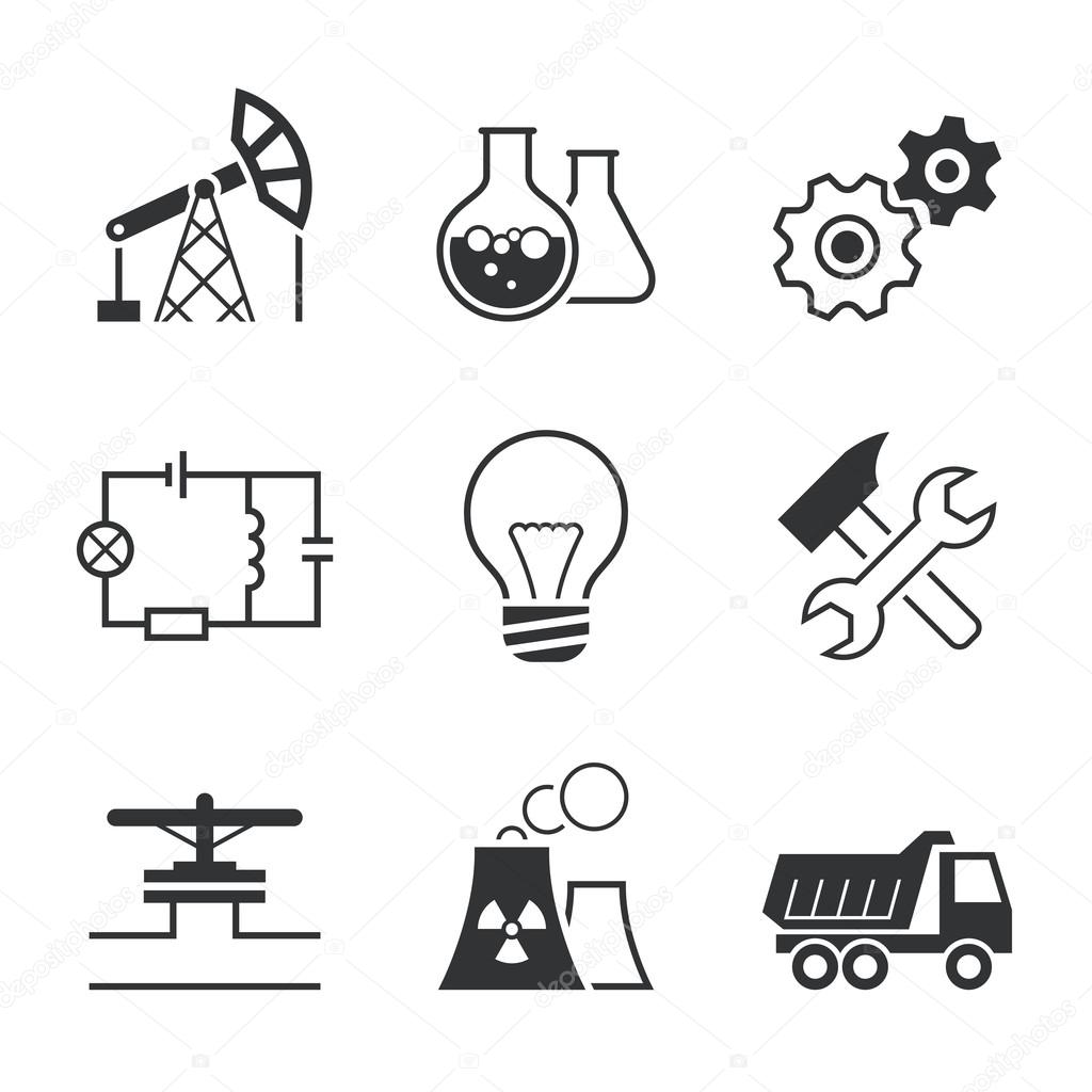 Industry simple vector icon set