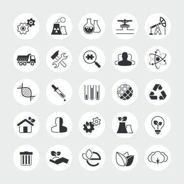 Sanayi ve ekoloji toplam vektör Icon set