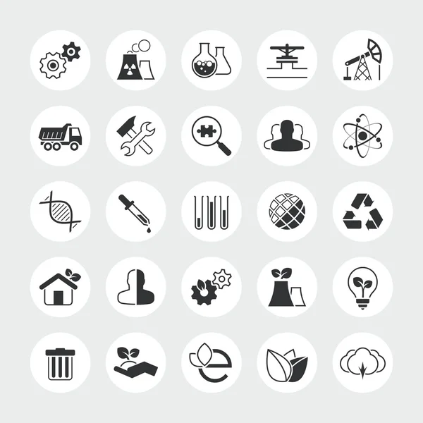 Industry and ecology total vector icon set — Stock Vector