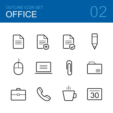 Office vektör anahat Icon set