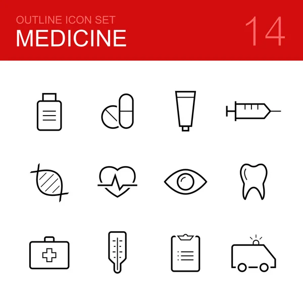 Tıp vektör anahat Icon set