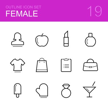 Kadın vektör anahat Icon set