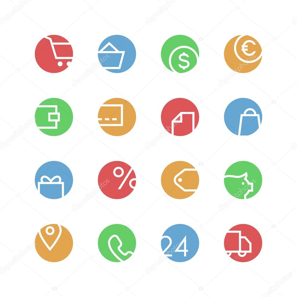 Shop colored icon set