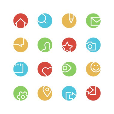 Sosyal Ağ Icon set renkli