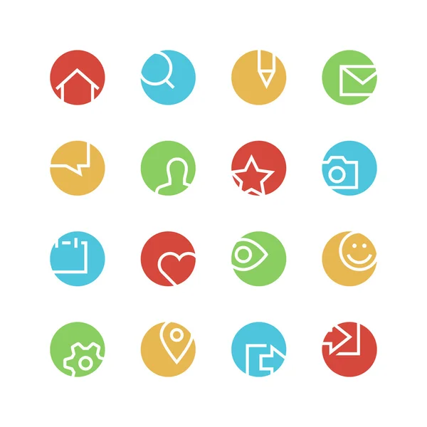 Social network colored icon set — Stock Vector