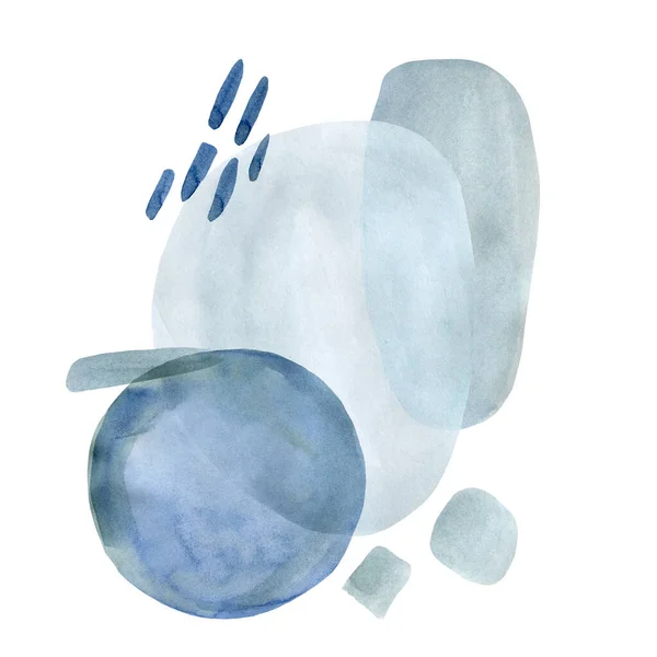 Композиция абстрактных синих элементов, акварельные рисунки — стоковое фото