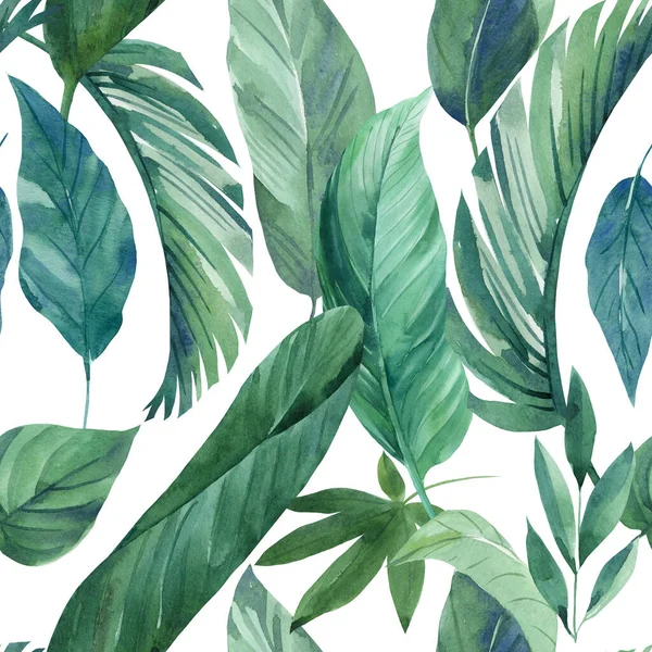 Tropik yeşil yapraklar pürüzsüz desenler bırakır. Egzotik duvar kağıdı