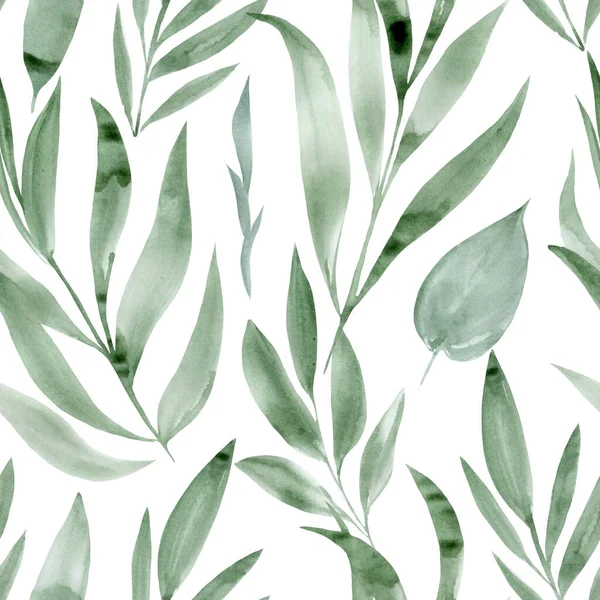 Tropical seamless patterns. Wild plants, abstract leaves watercolor sketch — Zdjęcie stockowe