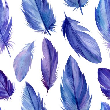 Kuş tüyleri, pürüzsüz desen, suluboya resimleme
