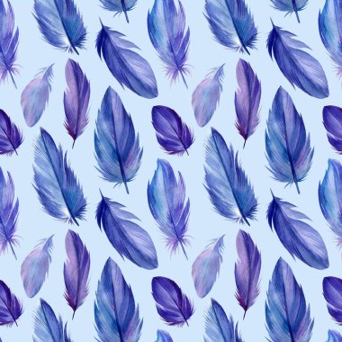 Kuş tüyleri, pürüzsüz desen, suluboya resimleme