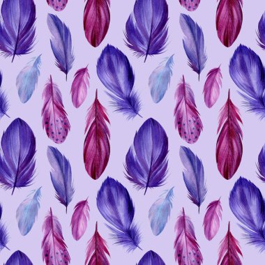 Kuş tüyleri, pürüzsüz desen, suluboya resimleme