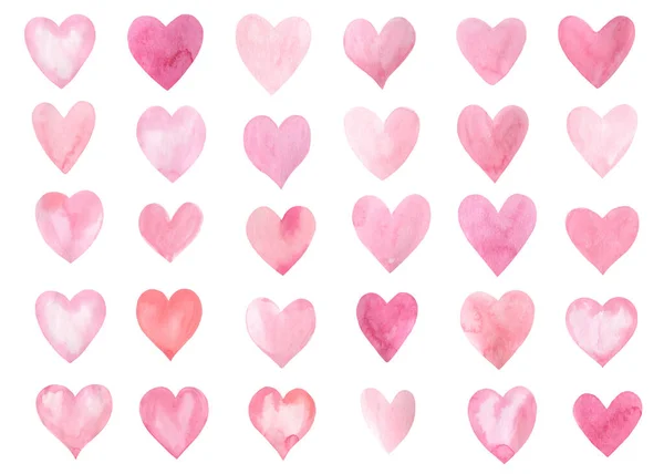 Patrón de corazones rosados, acuarela ilustración, tarjeta de amor, día de San Valentín —  Fotos de Stock