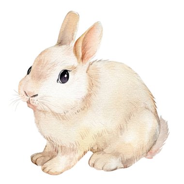 Tatlı suluboya tavşan, güzel tavşan. El çizimi çizimi
