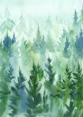 Güzel orman, suluboya resim
