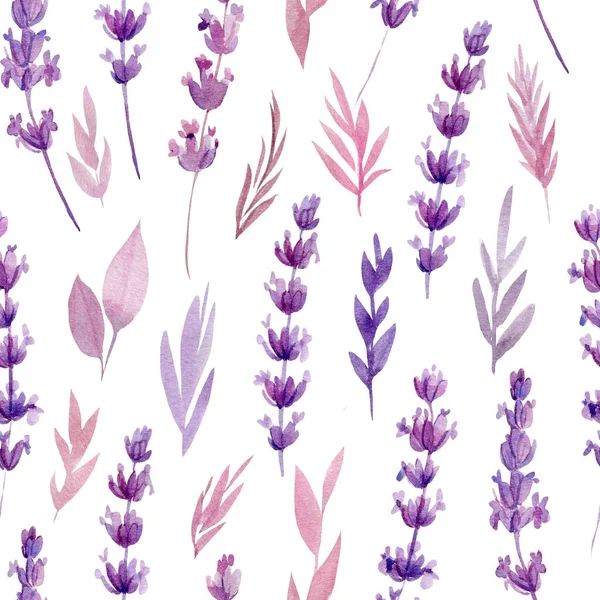 Lavendel achtergrond. Aquarelbloem. Naadloos patroon, abstract schilderen — Stockfoto