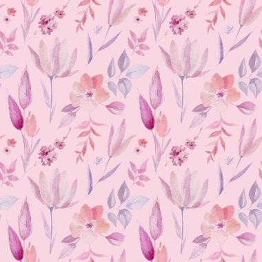 Kusursuz desen, çiçek arkaplanı, suluboya çizim, soyut resim